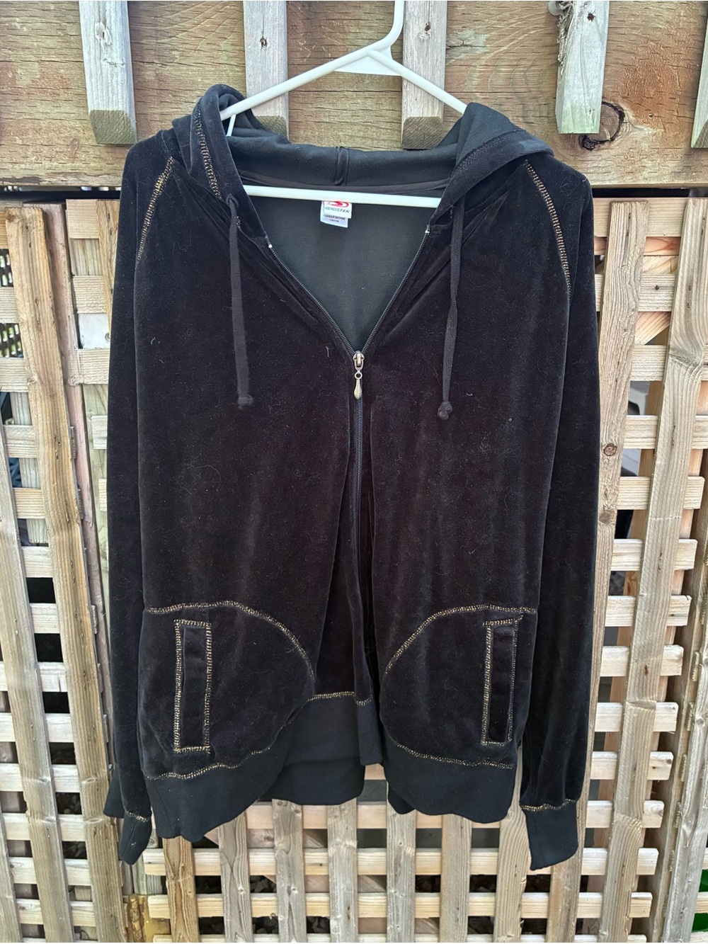 Black Velour Zip Hoodie Jacket